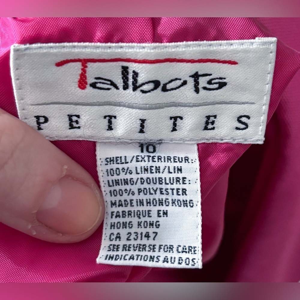 Vintage Talbots Pink Linen  Blazer Size 10 Petite 10P Barbiecore Preppy Bold Y2K - Picture 2 of 4